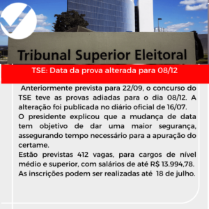 TSE muda data das provas do concurso público unificado da Justiça Eleitoral